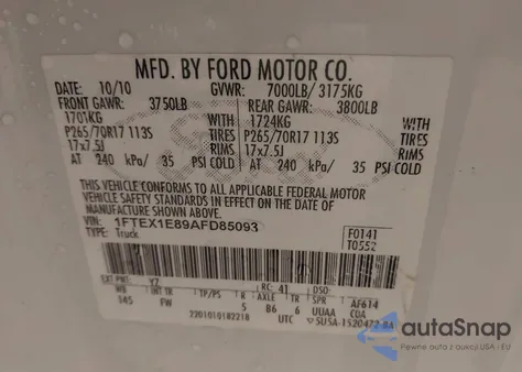 2010 Ford F-150 Stx/Xl/Xlt from USA, damaged, VIN 1FTEX1E89AFD85093